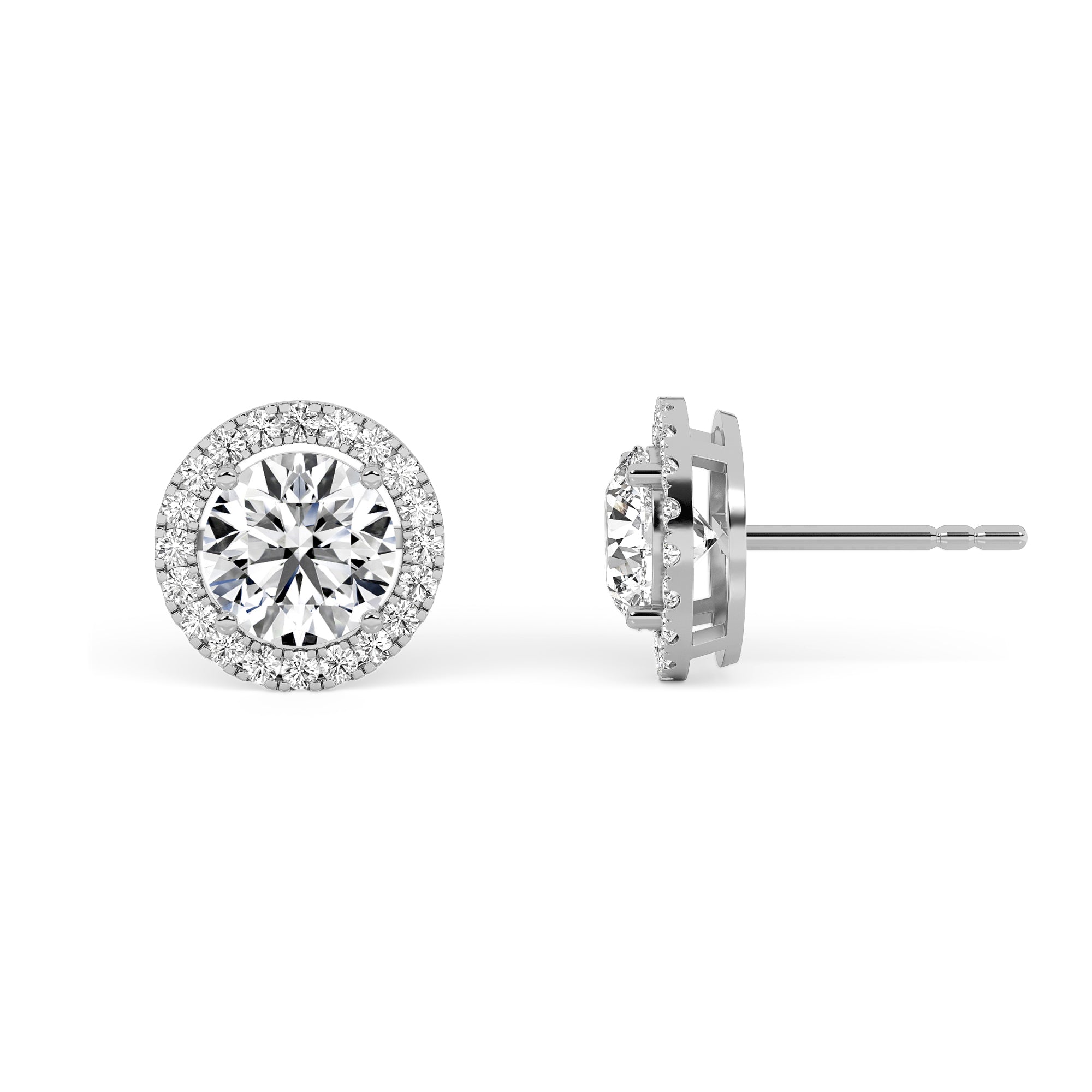 Halo Round-Cut Solitaire Earrings
