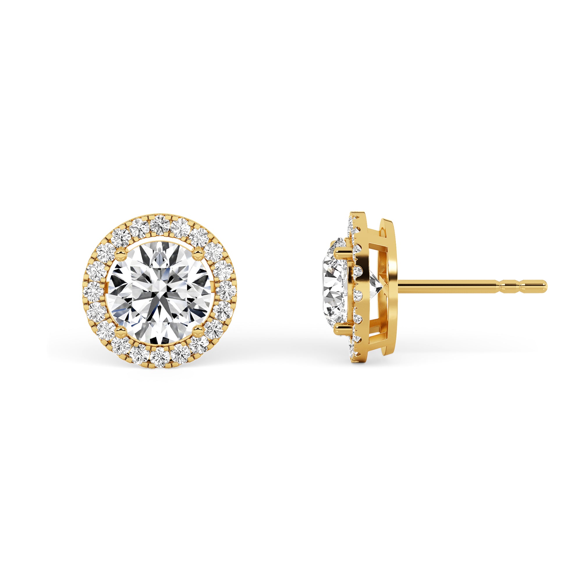 Halo Round-Cut Solitaire Earrings