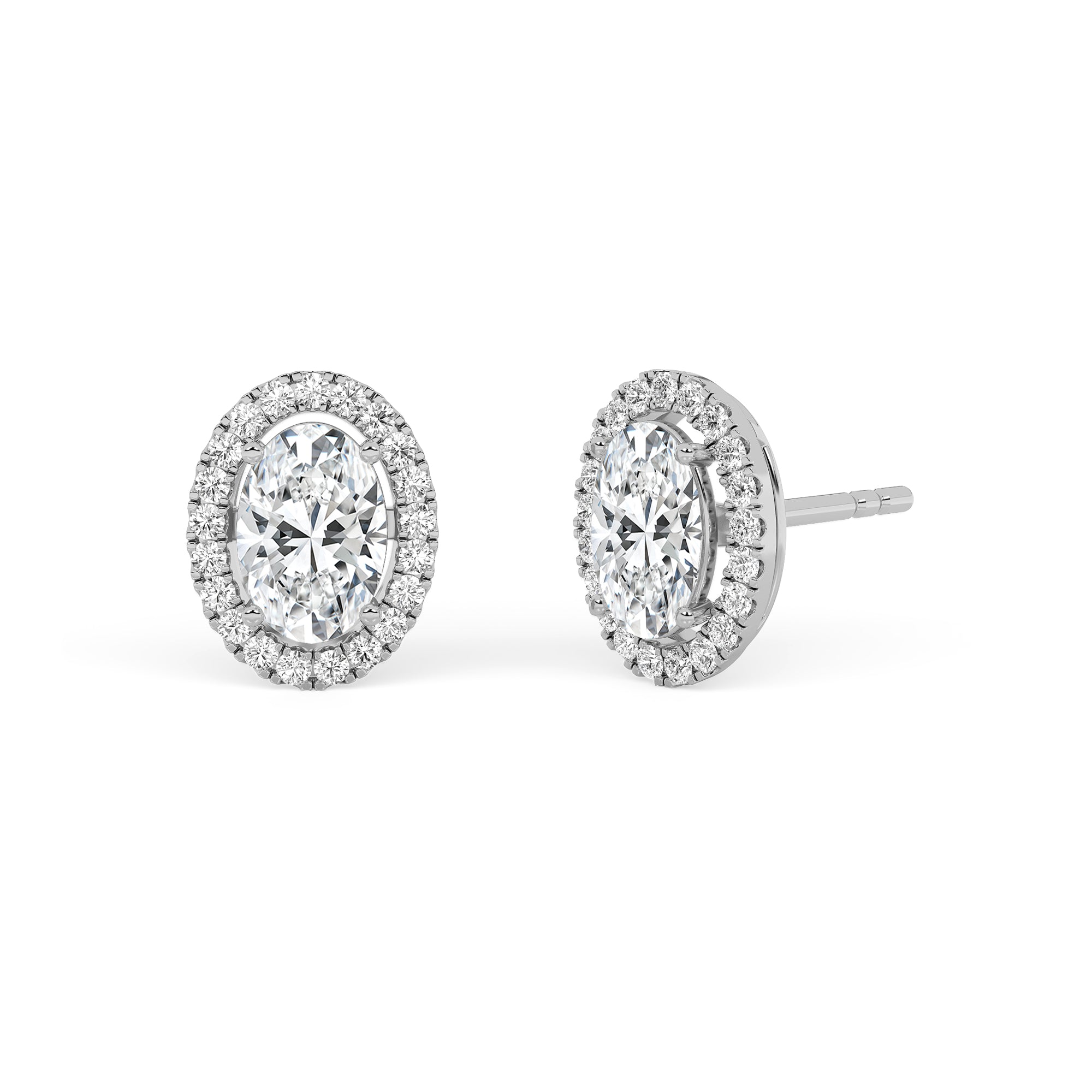 Halo Oval-Cut Solitaire Earrings