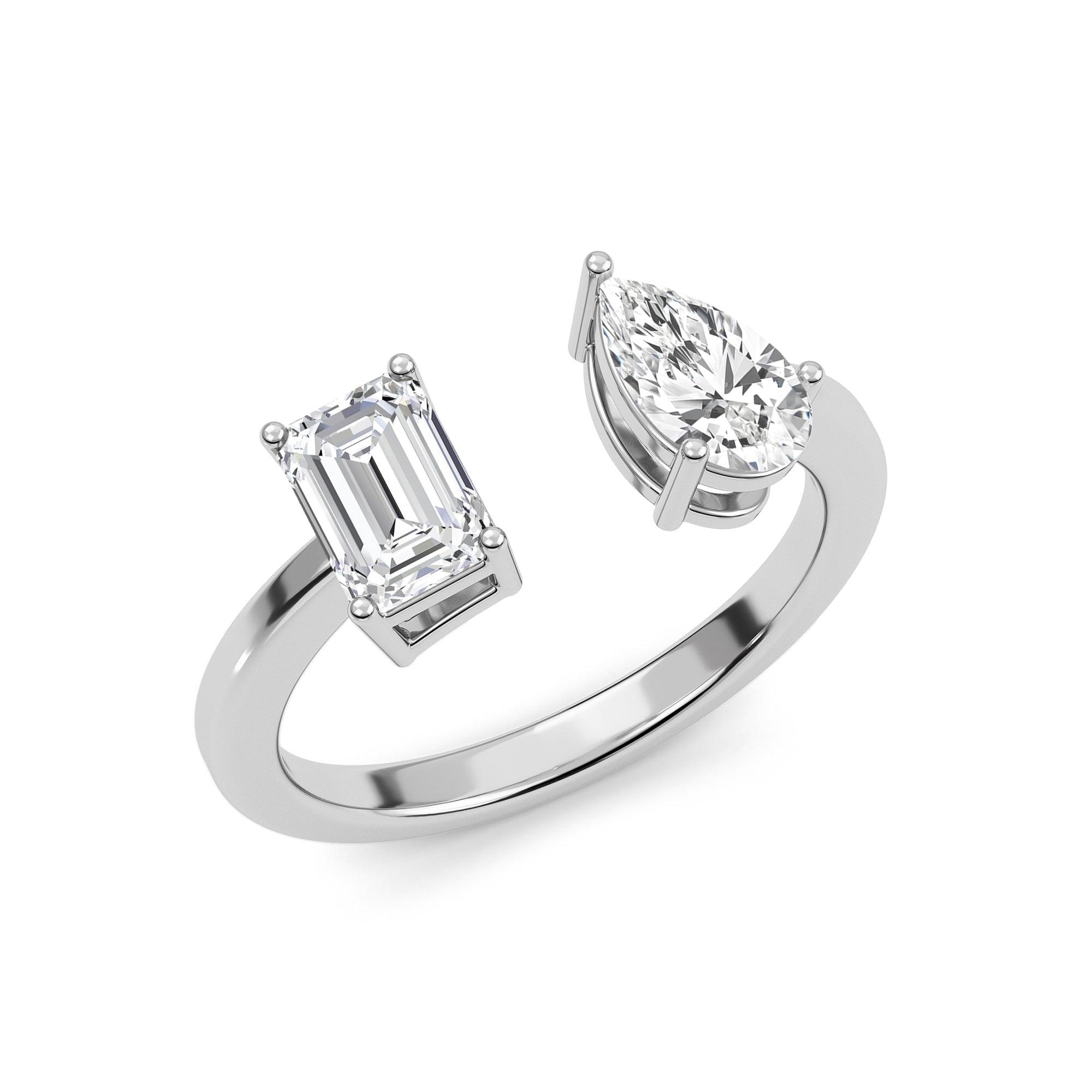 Duet Rings: Pear and Emerald Cuts